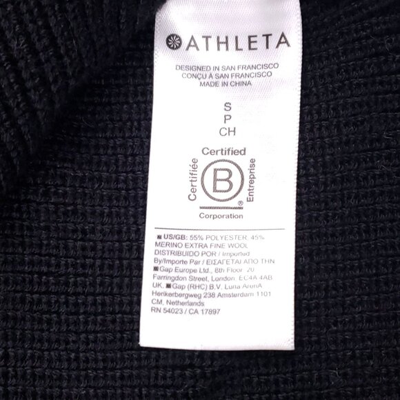 Athleta Womens Black V-Neck Sweater Long Sleeve SP Merino Wool Blend - Picture 11 of 11